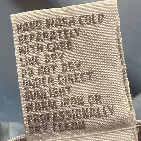 Vintage 90s Fringe Silk Button Down Shirt Blouse Western Light Blue Small Petite - Picture 7 of 7